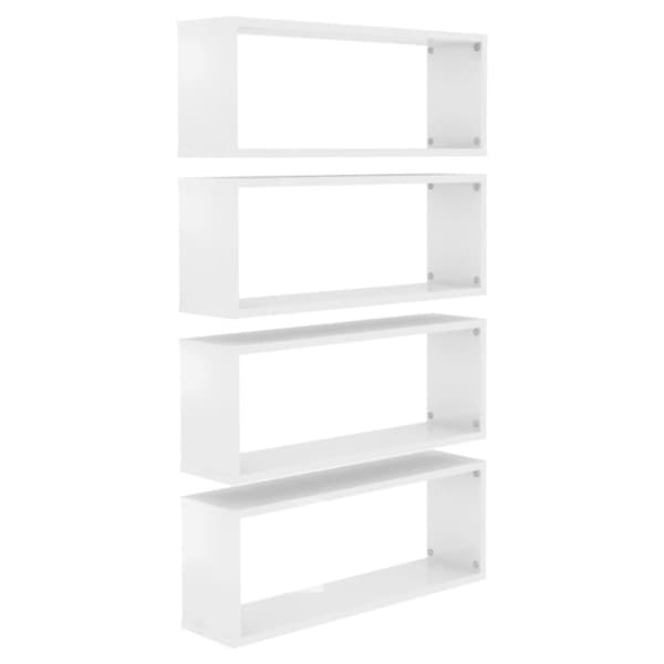 vidaXL væghylder 4 stk. 60x15x23 cm kubeformet hvid højglans