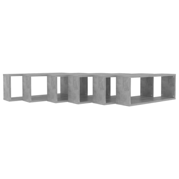 vidaXL væghylder 6 stk. 60x15x23cm kubeformet konstrueret træ betongrå