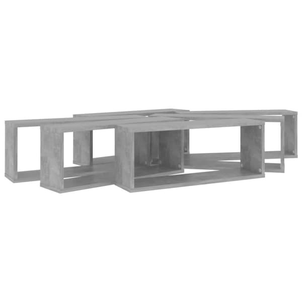 vidaXL væghylder 6 stk. 60x15x23cm kubeformet konstrueret træ betongrå