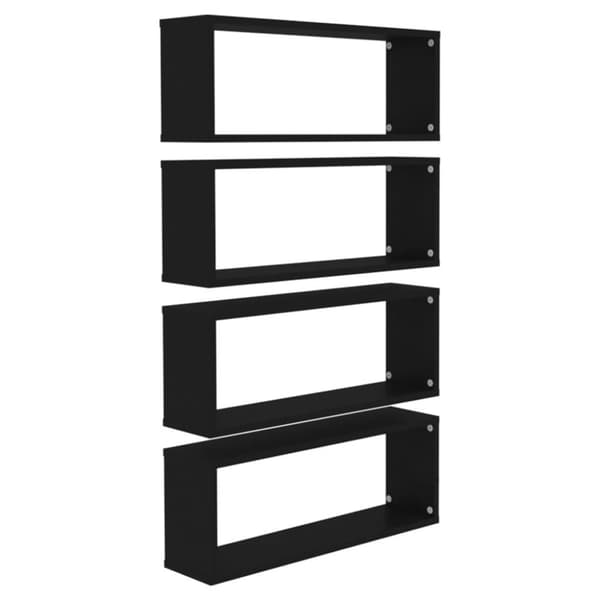 vidaXL væghylder 4 stk. 60x15x23 cm kubeformet konstrueret træ sort