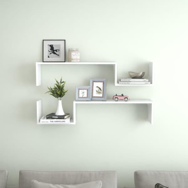 vidaXL væghylder 2 stk. 100x15x20 cm spånplader hvid