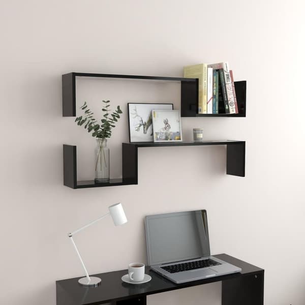 vidaXL Vägghyllor 2 st svart 100x15x20 cm konstruerat trä