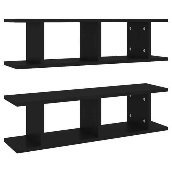 vidaXL Vägghyllor 2 st svart 75x18x20 cm konstruerat trä