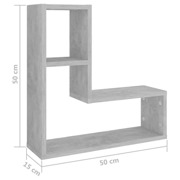 vidaXL Vägghyllor 2 st betonggrå 50x15x50 cm konstruerat trä