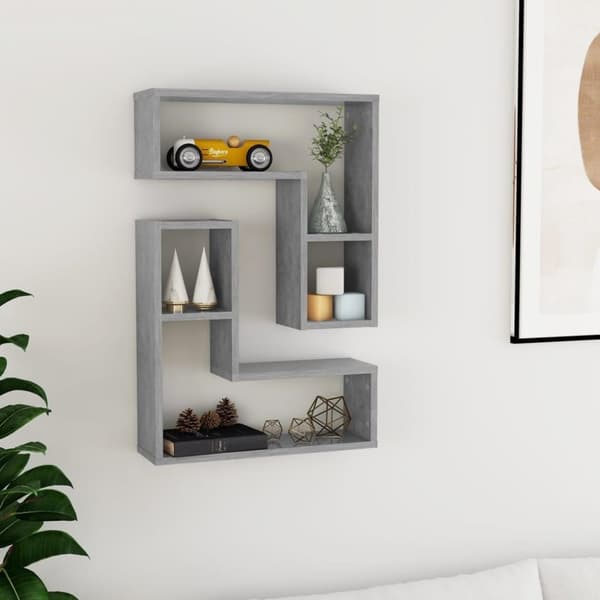 vidaXL Vägghyllor 2 st betonggrå 50x15x50 cm konstruerat trä