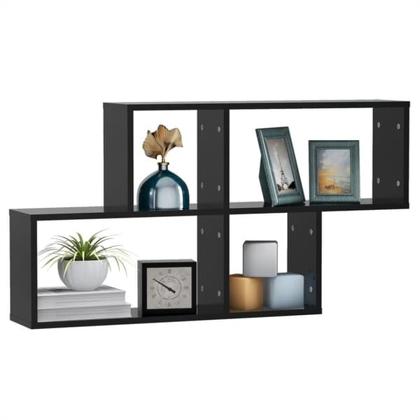 vidaXL Vegghylle svart 100x18x53 cm konstruert tre