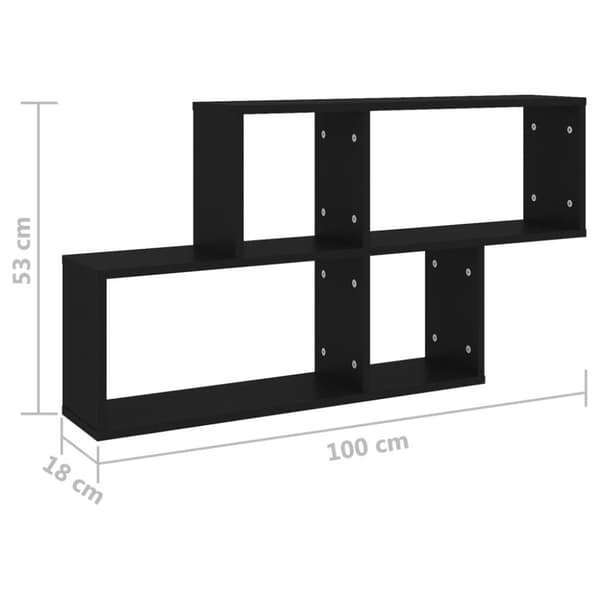vidaXL Vegghylle svart 100x18x53 cm konstruert tre