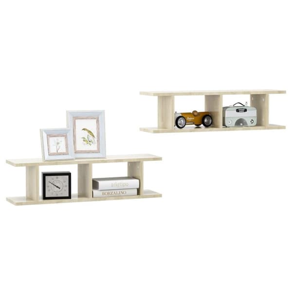 vidaXL Vegghyller 2 stk sonoma eik 75x18x20 cm konstruert tre