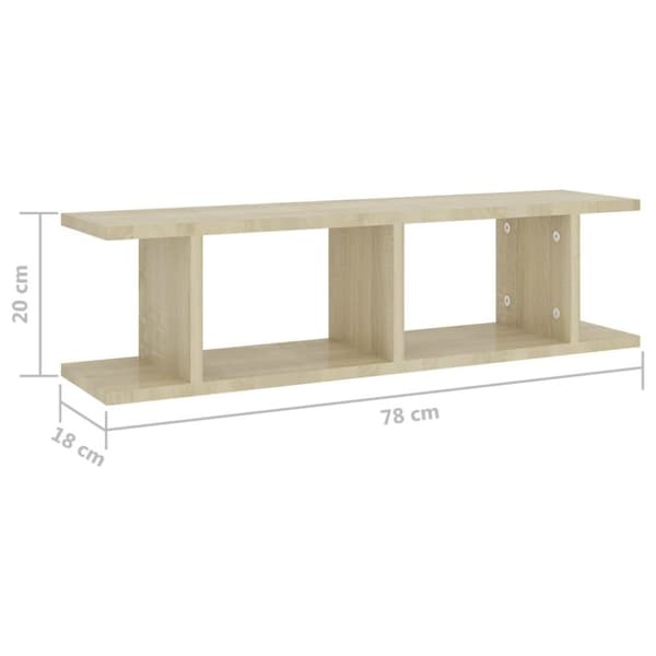 vidaXL Vegghyller 2 stk sonoma eik 75x18x20 cm konstruert tre