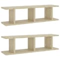 Miniatyrbilde 1 av 9: vidaXL Vegghyller 2 stk sonoma eik 75x18x20 cm konstruert tre