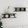 Miniatyrbilde 3 av 8: vidaXL Vegghyller 2 stk høyglans grå 75x18x20 cm konstruert tre