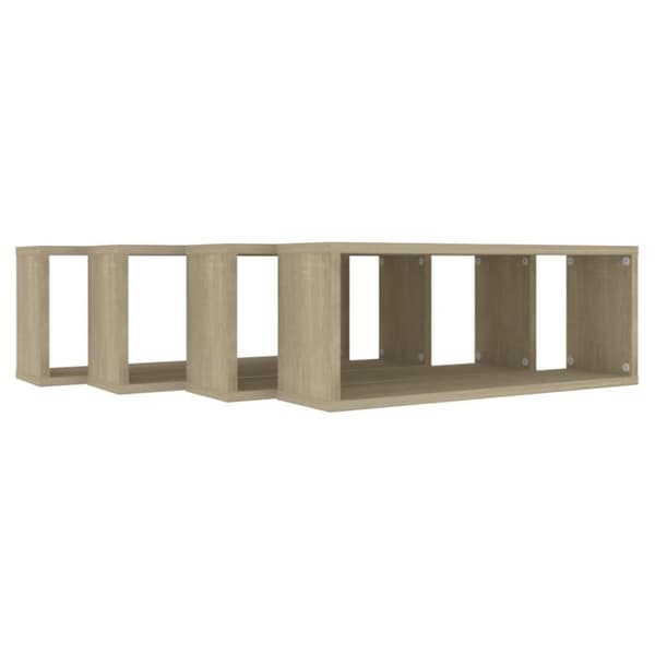 vidaXL væghylder 4stk. 60x15x23cm kubeformet konstrueret træ sonoma-eg