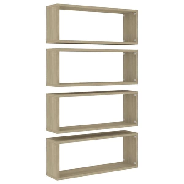 vidaXL væghylder 4stk. 60x15x23cm kubeformet konstrueret træ sonoma-eg