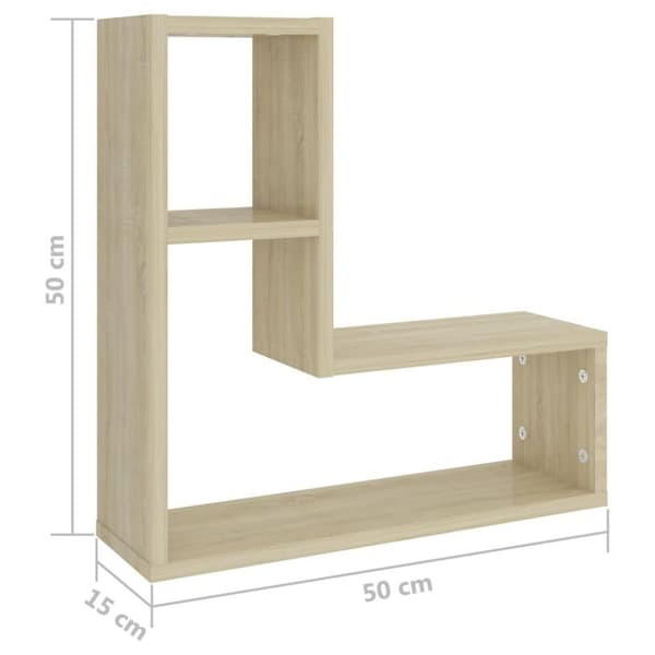 vidaXL væghylder 2 stk. 50x15x50 cm spånplade sonoma-eg