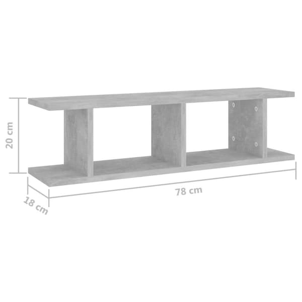 vidaXL Vägghyllor 2 st betonggrå 75x18x20 cm konstruerat trä