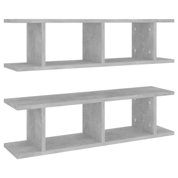vidaXL Vägghyllor 2 st betonggrå 75x18x20 cm konstruerat trä