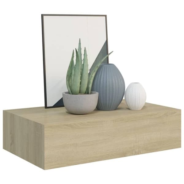 vidaXL væghylder med skuffer 2 stk. 40x23,5x10 cm MDF egetræsfarvet