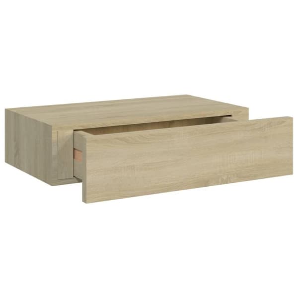 vidaXL Veggmonterte skuffehyller 2 stk eik 40x23,5x10 cm MDF