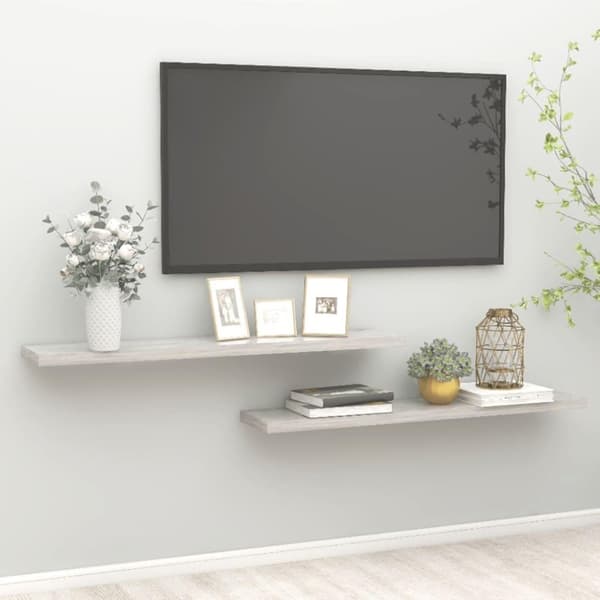 vidaXL væghylder 2 stk. 120x23,5x3,8 cm MDF betongrå