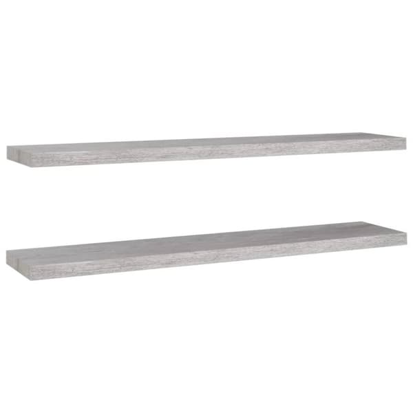 vidaXL væghylder 2 stk. 120x23,5x3,8 cm MDF betongrå