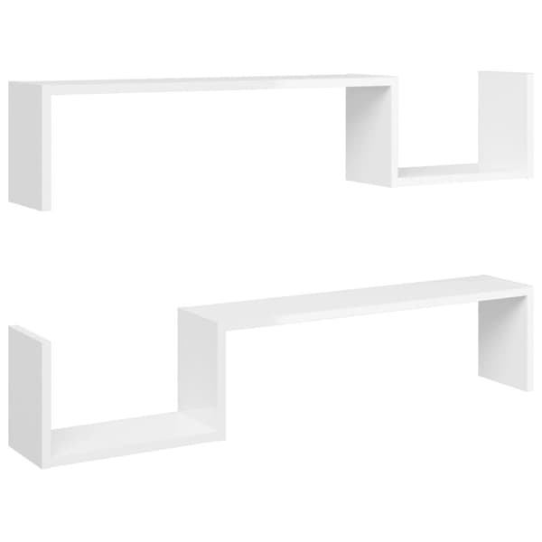 vidaXL væghylder 2 stk. 100x15x20 cm spånplade hvid højglans