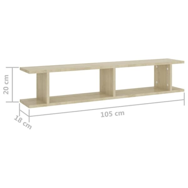 vidaXL væghylder 2 stk. 105x18x20 cm spånplade sonoma-eg