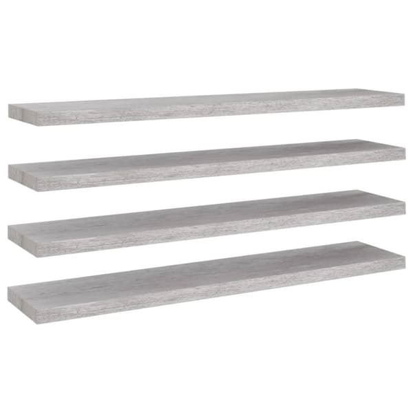 vidaXL væghylder 4 stk. 120x23,5x3,8 cm MDF betongrå