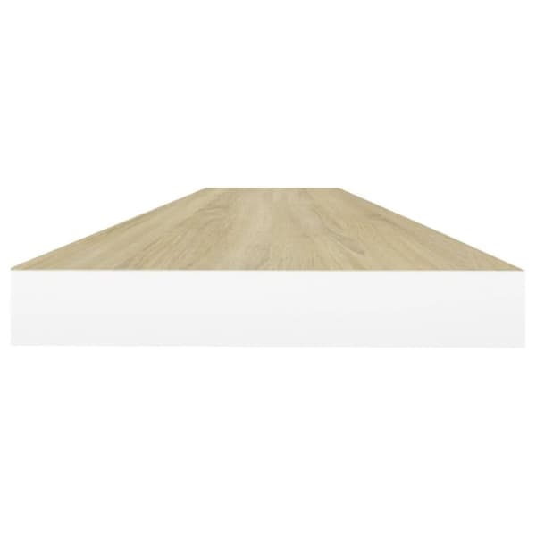vidaXL Flytende vegghyller 2 stk eik og hvit 120x23,5x3,8 cm MDF