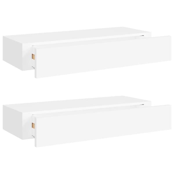 vidaXL væghylder med skuffer 2 stk. 60x23,5x10 cm MDF hvid