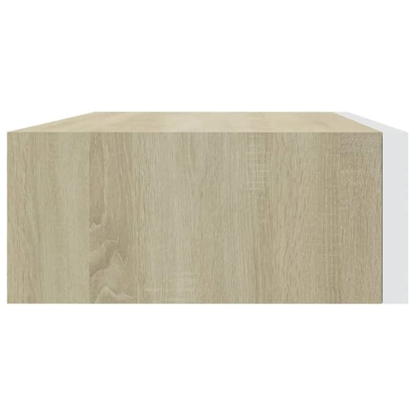 vidaXL Väggmonterad låda ek och vit 40x23,5x10 cm MDF