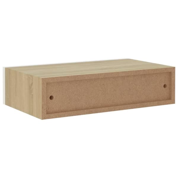 vidaXL Väggmonterad låda ek och vit 40x23,5x10 cm MDF