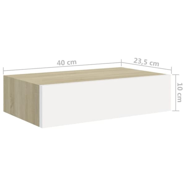 vidaXL Väggmonterad låda ek och vit 40x23,5x10 cm MDF