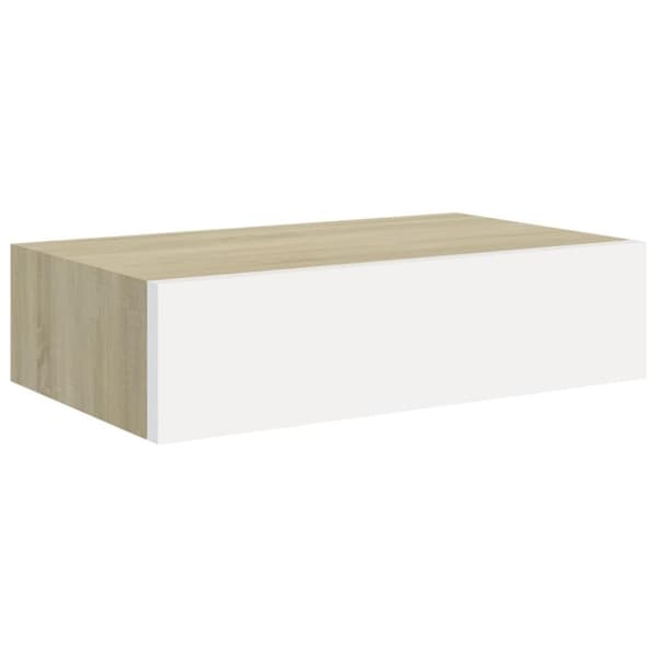 vidaXL Väggmonterad låda ek och vit 40x23,5x10 cm MDF
