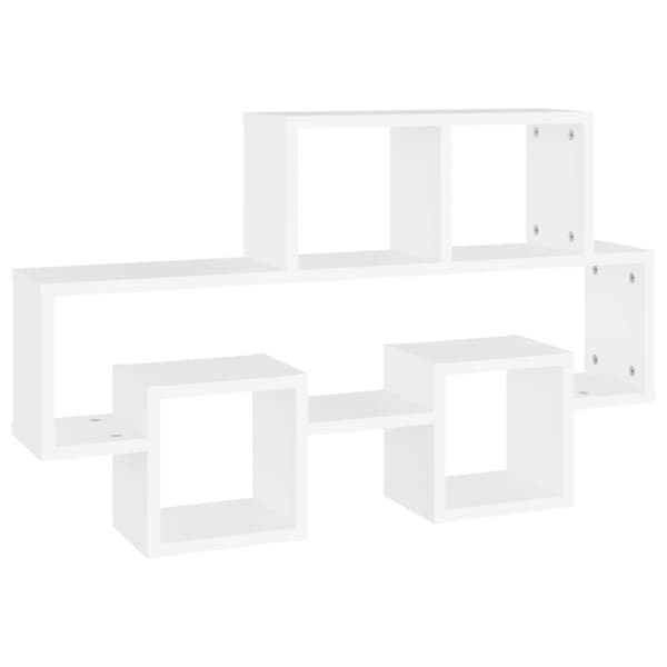 vidaXL Bilformet vegghylle hvit 82x15x51 cm konstruert tre