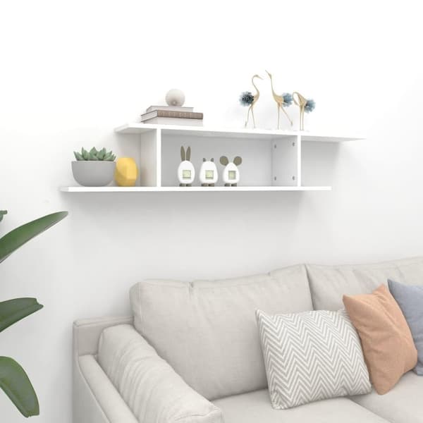vidaXL væghængt tv-hylde 125x18x23 cm konstrueret træ hvid