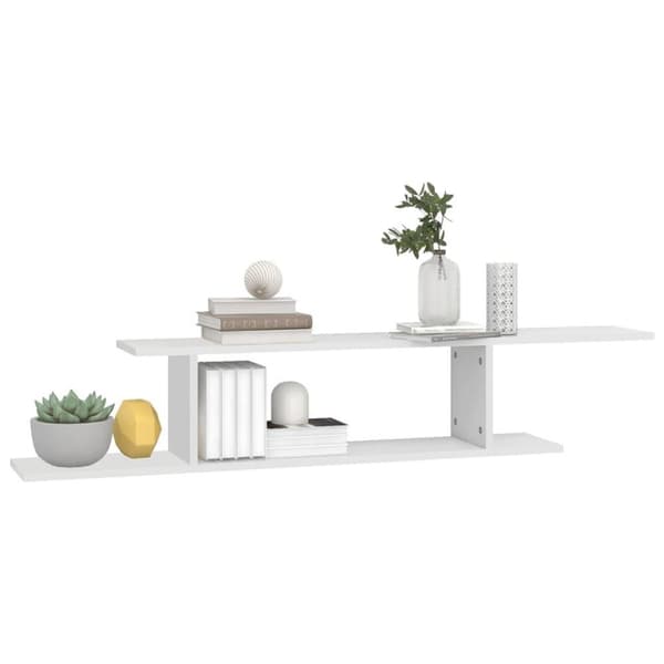 vidaXL væghængt tv-hylde 125x18x23 cm konstrueret træ hvid