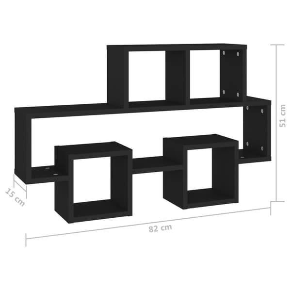 vidaXL Bilformet vegghylle svart 82x15x51 cm sponplate