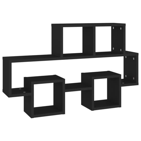 vidaXL Bilformet vegghylle svart 82x15x51 cm sponplate