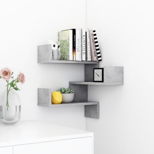 vidaXL Veggmontert hjørnehylle betonggrå 40x40x50 cm konstruert tre