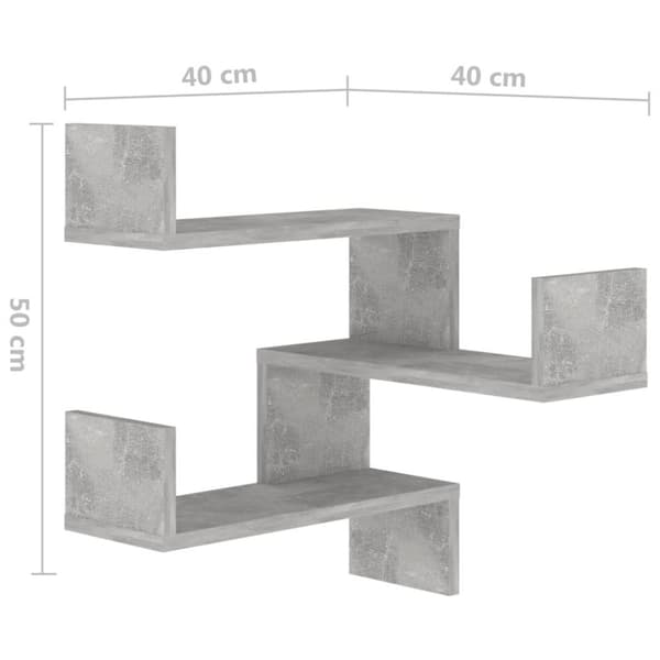 vidaXL Veggmontert hjørnehylle betonggrå 40x40x50 cm konstruert tre