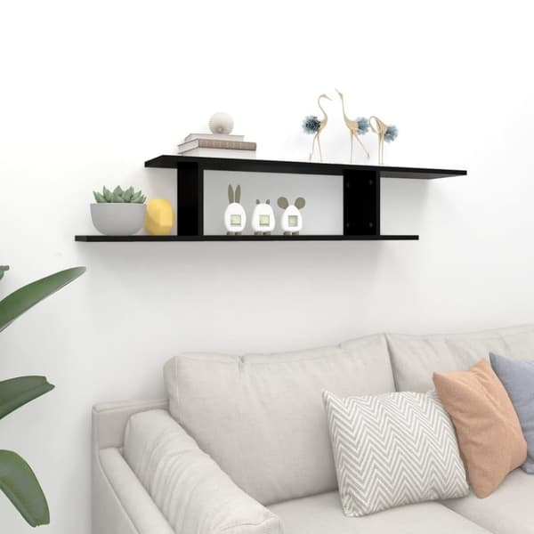 vidaXL væghængt tv-hylde 125x18x23 cm konstrueret træ sort