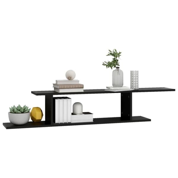 vidaXL væghængt tv-hylde 125x18x23 cm konstrueret træ sort