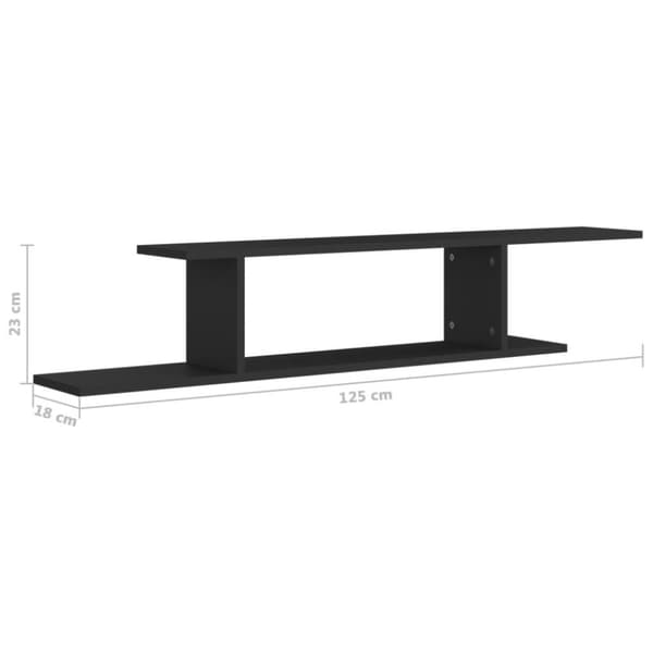 vidaXL væghængt tv-hylde 125x18x23 cm konstrueret træ sort