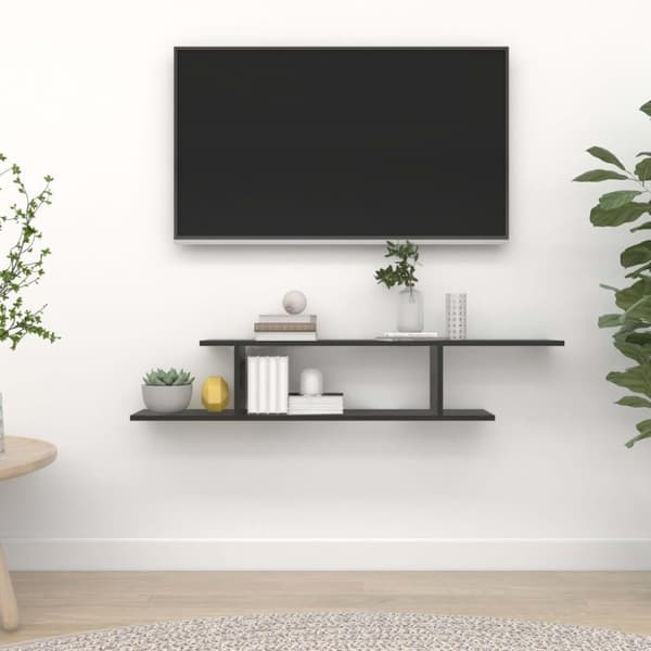 vidaXL væghængt tv-hylde 125x18x23 cm konstrueret træ sort