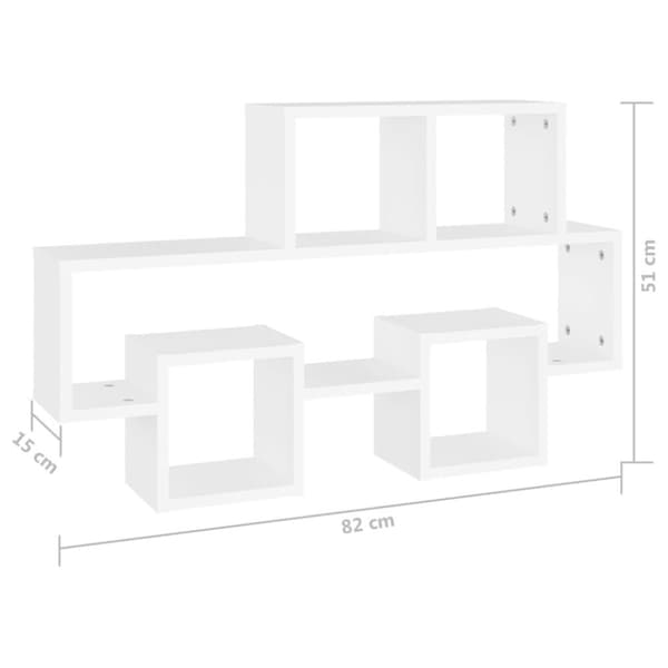 vidaXL bilformet væghylde 82x15x51 cm konstrueret træ hvid