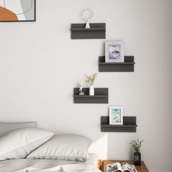 vidaXL væghylder 4 stk. 40x11,5x18 cm spånplader grå