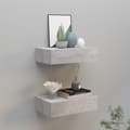 Miniatyrbilde 11 av 11: vidaXL Veggmonterte skuffehyller 2 stk betonggrå 40x23,5x10 cm MDF