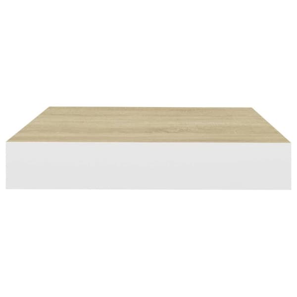 vidaXL Flytende vegghylle eik og hvit 23x23,5x3,8 cm MDF