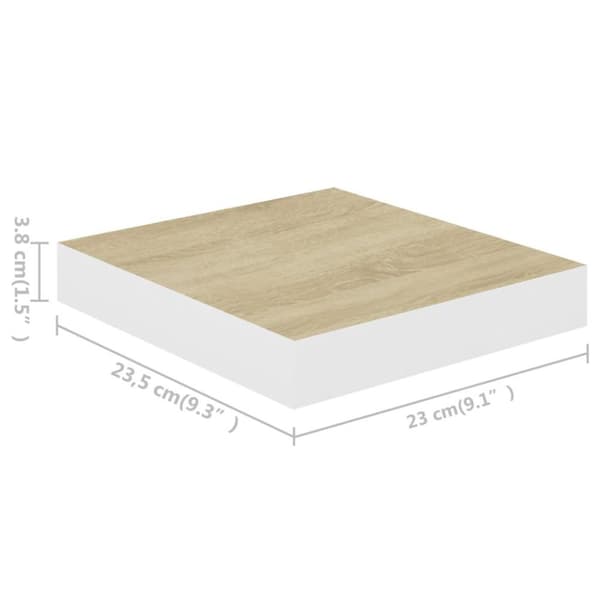 vidaXL Flytende vegghylle eik og hvit 23x23,5x3,8 cm MDF