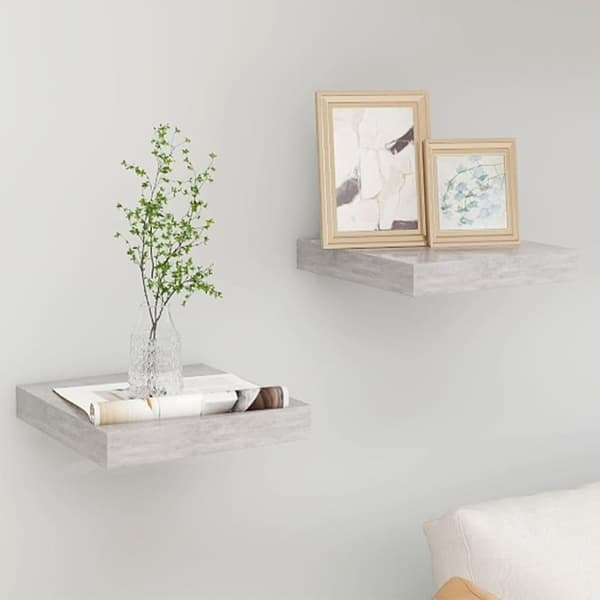 vidaXL Svävande vägghyllor 2 st betonggrå 23x23,5x3,8 cm MDF